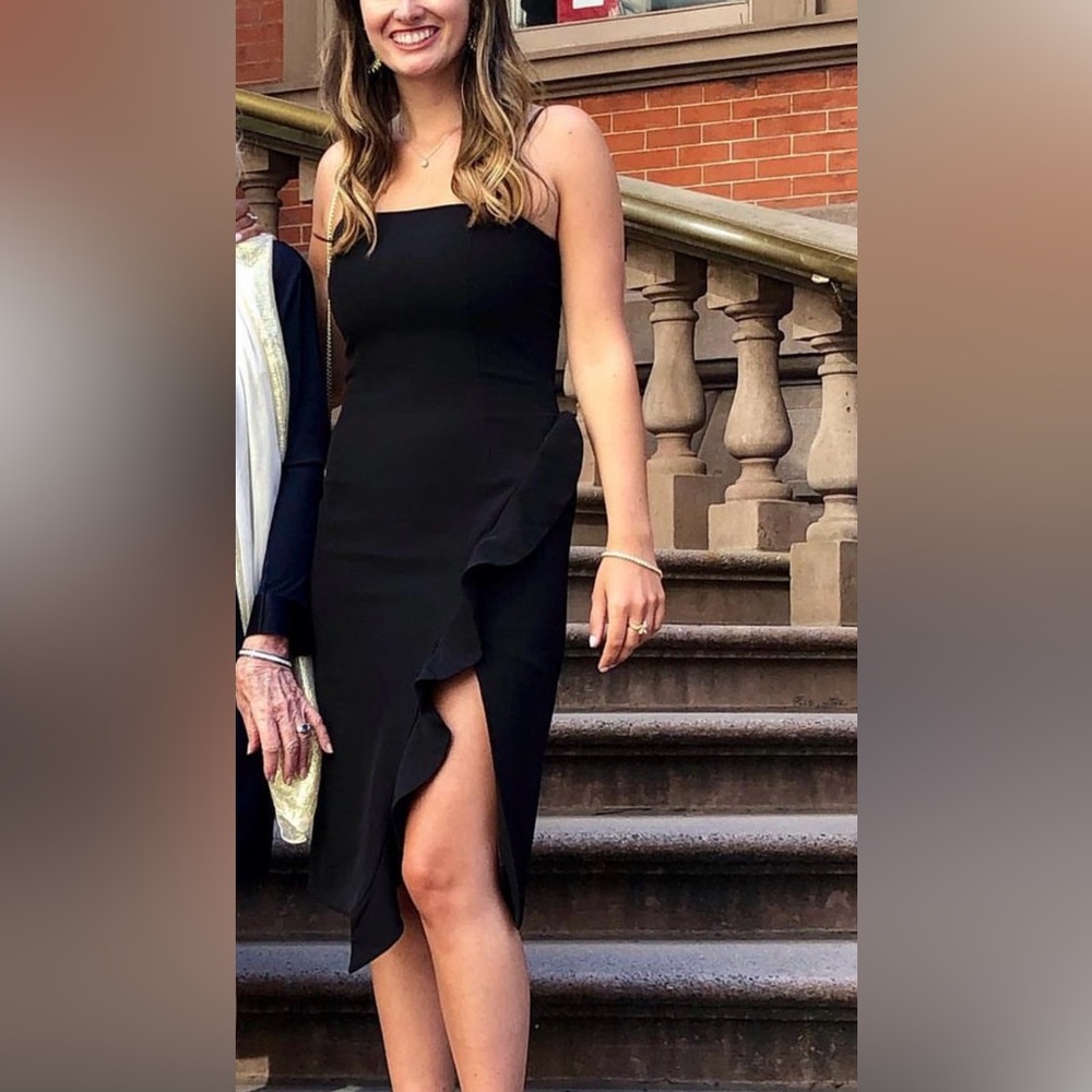 Bardot Midi Black Cocktail Slit Dress